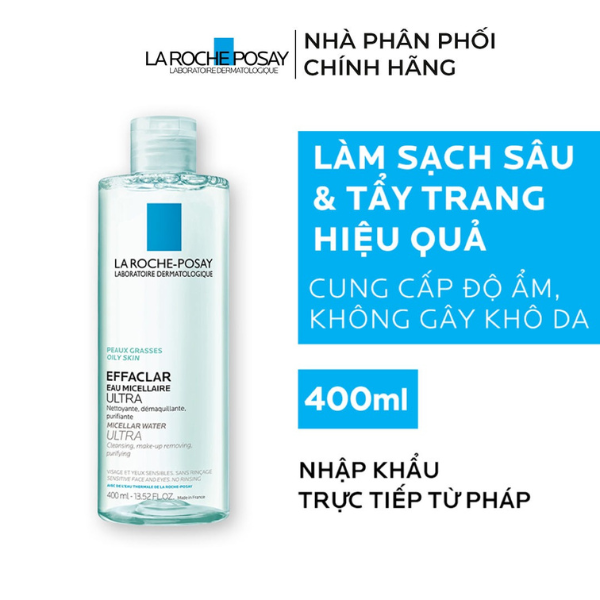 Nước tẩy trang cho da dầu mụn La Roche Posay Micellar Water Effaclar Xanh