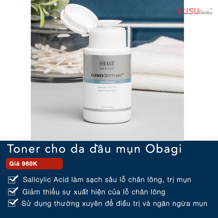 Toner cho da dầu mụn BHA Obagi Clenziderm MD Pore Therapy